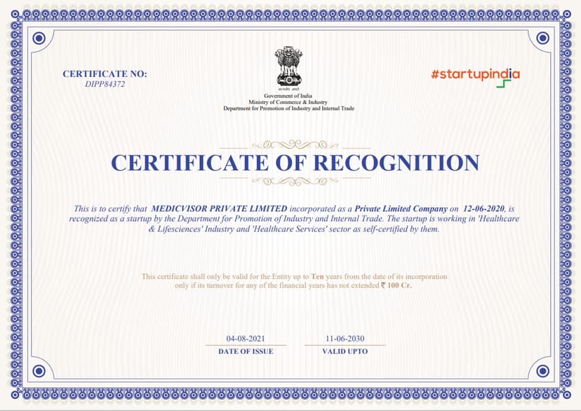 Startup India Certified